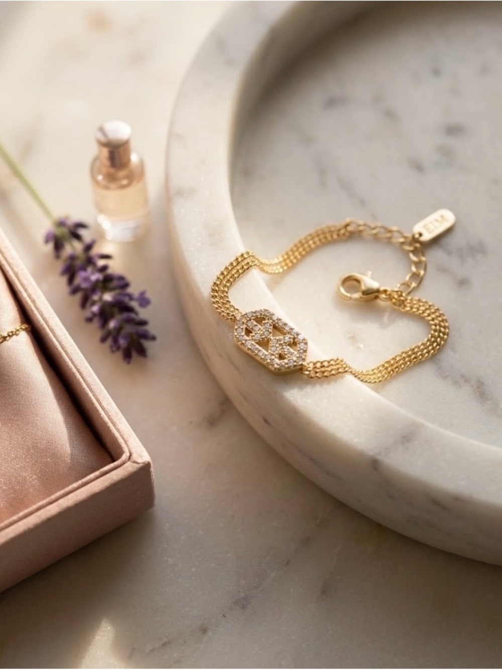 Gold Pave Link Bracelet by